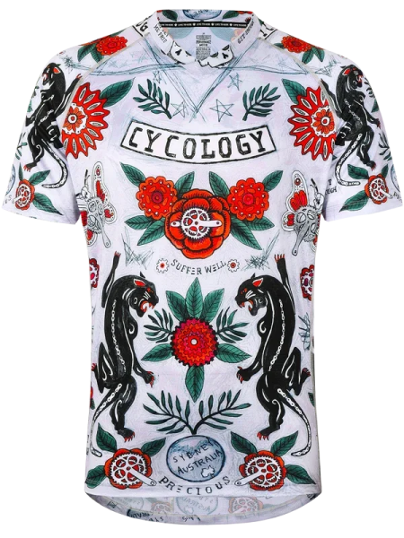 Dres MTB CYCOLOGY Ashanti, grey, pánský, krátký rukáv (Motiv Ashanti, velikost S)
