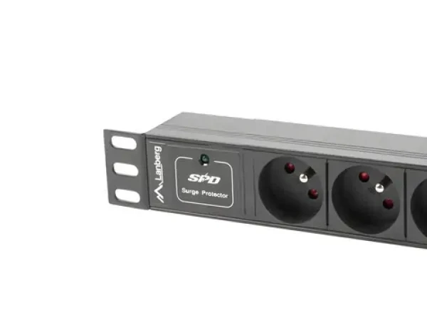 Lanberg černá / Zásuvková lišta / 10" / 1U / 3x zásuvka / 10A / C14 / 2m (PDU-03E-0200-IEC-BK)