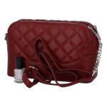 Módní prošívaná dámská koženková crossbody Freay, červená