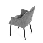 Židle jídelní, šedá vodoodpudivá látka, černý matný lak, kovové nohy