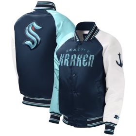 Dětská Bunda Seattle Kraken Starter Youth Raglan Full-Snap Varsity Jacket Deep Sea Blue Velikost: Dětské let)