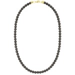 Pánský korálkový náhrdelník Fernando Gold - 6 mm lávový kámen, Černá 50 cm