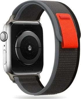 Tech-Protect Nylon černá/oranžová / Řemínek pro Apple Watch / Series 4-8, SE, Ultra / 42/44/45/49 mm (9490713929742)