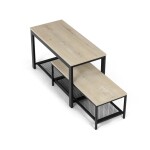 Botník 2 police, MDF dekor dub sonoma, kov - černý matný lak