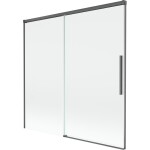 MEXEN/S - Rox vanová zástěna 2-křídlová posuvná 160 x 150, transparent, grafit kartáčovaná 8C9-160-001-66-00