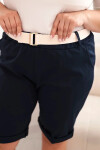 Dámské bavlněné šortky Plus Size s páskem tmavě modrá 4XL
