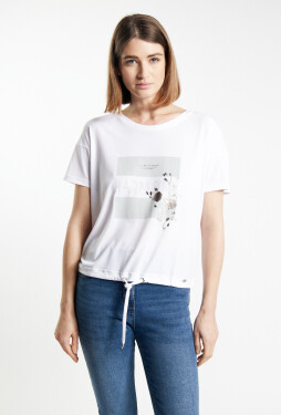 Monnari Trička Dámské tričko s ozdobným panelem White XL