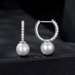 Stříbrné náušnice s perlou Paloma MOISSANITE + CERTIFIKÁT, Bílá certifikát GRA, hadřík na čištění stříbra, dárková krabička
