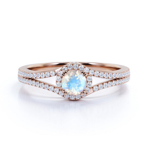 Emporial prsten 14k zlato Vermeil GU-DR14761R-ROSEGOLD-MOONSTONE-ZIRCON Velikost: 7 (EU: 54-56)