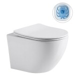 CERANO - WC závěsné Cesso, Rimless - bezokrajové splachování + Slim/SoftClose sedátko - bílá lesklá - 49x36 CER-417341