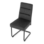 Židle jídelní, taštičkové pružiny v sedáku, madlo na opěráku, tmavě šedá látka, černý kov