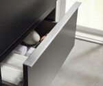 CERANO - Koupelnová skříňka Velora - černá matná, úchytka chrom + umyvadlo z lit. mramoru Ovo - černá matná - 60,5x58x46,5 CER-979960
