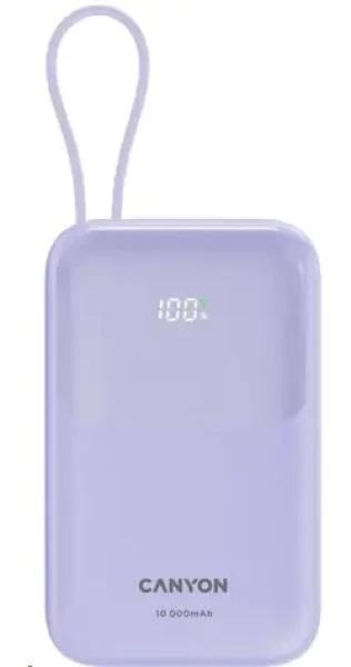 CANYON CNS-CPB101PU fialová / Powerbanka / 10000mAh / PD 22.5W / LCD / 1x USB-A / 1x USB-C (CNS-CPB101PU)