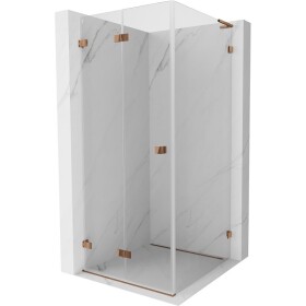 MEXEN/S - Lunar-F L sprchový kout skládací dveře levá 80 x 80, transparent, růžové zlato 836L-080-080-60-00-L