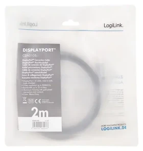 LogiLink DisplayPort 1.4 černo-šedá / Kabel DisplayPort / 2 m / 8K/60 Hz (CDA0105)