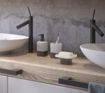 Gedy - LOUNGE mýdlenka na postavení, mléčné sklo, černá mat 545114