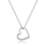 Stříbrný náhrdelník se zirkony Elba - stříbro 925/1000, srdce, Stříbrná 45 cm