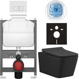 CERANO - Kompletní WC set Basic/Forte - černá matná - WC tlačítko Modulo/Bílá - ovládání shora - předstěnová instalace - 51x36 CER-8050BD86405