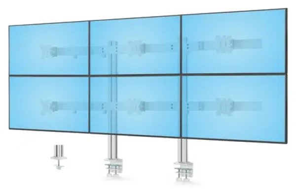 StarTech Six-Monitor Desk Mount bílá / Držák pro 6 monitorů / 17-32" / nosnost 48 kg / rotace 360° (6-MONITOR-ARM-A)