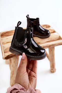 Dětské Lakované zateplené boty černé Porky 22