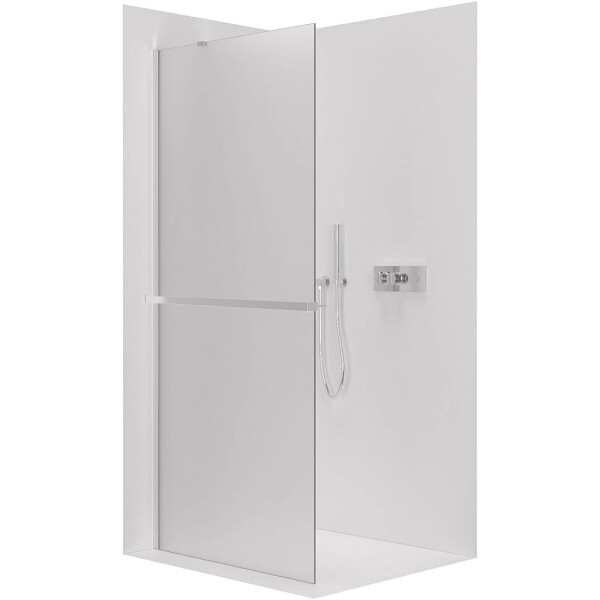 CERANO Sprchová zástěna Walk-in Onyx Y L/P - 8 mm + polička/držák na ručníky - chrom, mléčné sklo - 80x200 cm