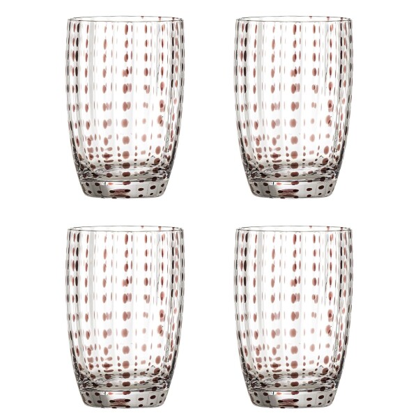 Bloomingville Skleničky Brinley Brown 350 ml – set 4 ks, hnědá barva, sklo