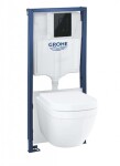 GROHE - Solido Set předstěnové instalace, klozetu Euro Ceramic, sedátka Softclose a tlačítka Even, lesklá černá 39941000