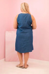 Dámské plus size šaty bez rukávů s ozdobným vzorem džínová UNI