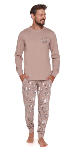 Pánské pyžamo model 19012666 hnědé DN Nightwear