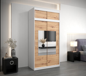 Šatní skříň Abi To s nástavcem Barva korpusu: Bílá, Rozměry: 120 cm, Dveře: Dub sonoma