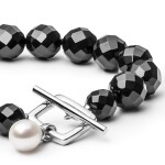 Náramek Ruzziera Black - onyx, sladkovodní perla, stříbro 925/1000, 19 cm Bílá