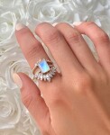 Royal Fashion prsten 14k zlato Vermeil GU-DR23091R-ROSEGOLD-MOONSTONE-TOPAZ Velikost: 7 (EU: 54-56)