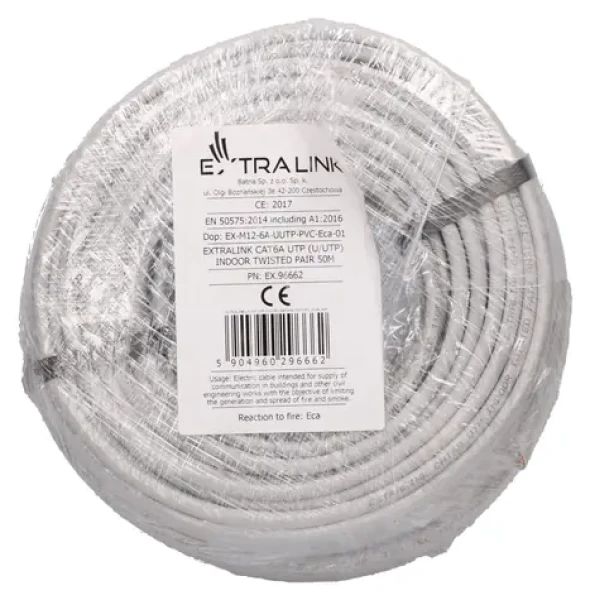 Extralink CAT6A U/UTP / Síťový kabel / kroucená dvojlinka / vnitřní / 50 m