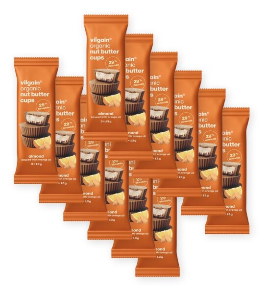 Vilgain Nut Butter Cups BIO – 12× Mandle v pomerančovém oleji 39 g (3 x 13 g)