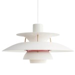 Louis Poulsen Závěsná lampa PH 5 Modern White, růžová barva, bílá barva