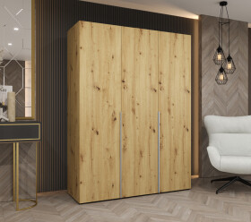 Šatní skříň Abi Alicante 1 Rozměry: 150 cm, Pásky / úchyty: Stříbrné, Barva korpusu + barva dveří: Dub artisan + Dub artisan