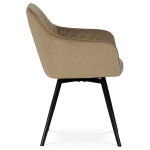 Jídelní židle, potah cappuccino sametová látka, kovové nohy, černý matný lak
