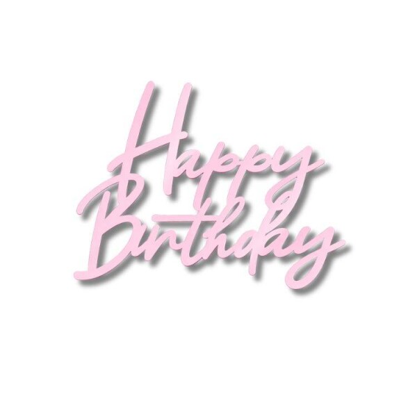 Dortisimo Plastová dekorace na dort Happy Birthday růžová