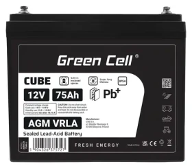 Green Cell AGM12V75AH-J / Olověný akumulátor VRLA AGM / 12V / 75Ah / IP54 (AGM12V75AH-J)