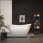 Erga Lina, volně stojící vana 170x75 cm + odtoková zátka, bílá lesklá, ERG-LINA-170075-WH-WH
