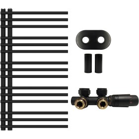 CERANO - Koupelnový radiátorový set Burke - ústřední vytápění - asymetrické připojení 50 mm - 359W - černá matná - 1000x500 mm CER-359150