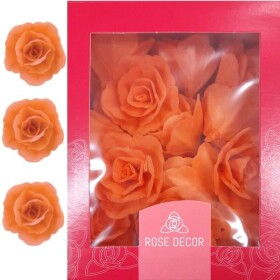 Dekorace oplatková - Růže malá 30 mm, oranžová, 35 ks