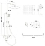 Erga Cube, sprchová souprava s pákovou baterií, vanovou výlevkou a dešťovou hlavicí 30x30cm, chromová, ERG-YKA-BP.CUBE-30-CHR
