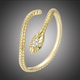 Stříbrný prsten Graceful Snake Gold, stříbro 925/1000, had, nastavitelná Zlatá