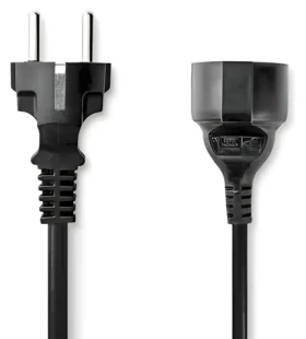 Nedis Prodlužovací napájecí kabel černá / Prodlužovací kabel / Zástrčka Schuko - Zásuvka Schuko / Přímý / 2 m (CEGL10200BK20)