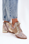 Kožené Kotníkové Boty Maciejka 05541-04 Béžovo-Zlaté 37