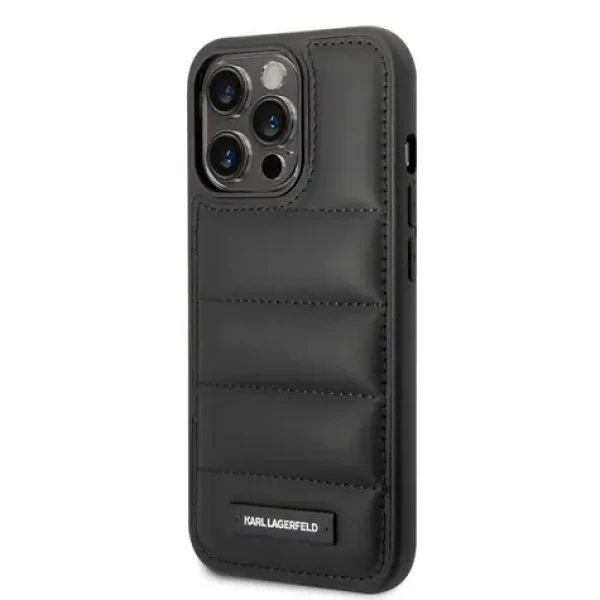 Pouzdro Karl Lagerfeld Quilted Puffy Metal Logo iPhone 14 Pro Max černé