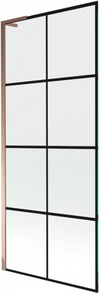 MEXEN/S - Next L vanová zástěna FIX 80 x 150, černá vzor, růžové zlato 895-080-000-03-77-60