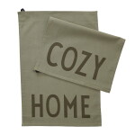 DESIGN LETTERS Utěrka Cozy Home – set 2 ks, zelená barva, textil