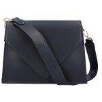 Luxusní dámská kožená kabelka na rameno Elizza, tmavě modrá